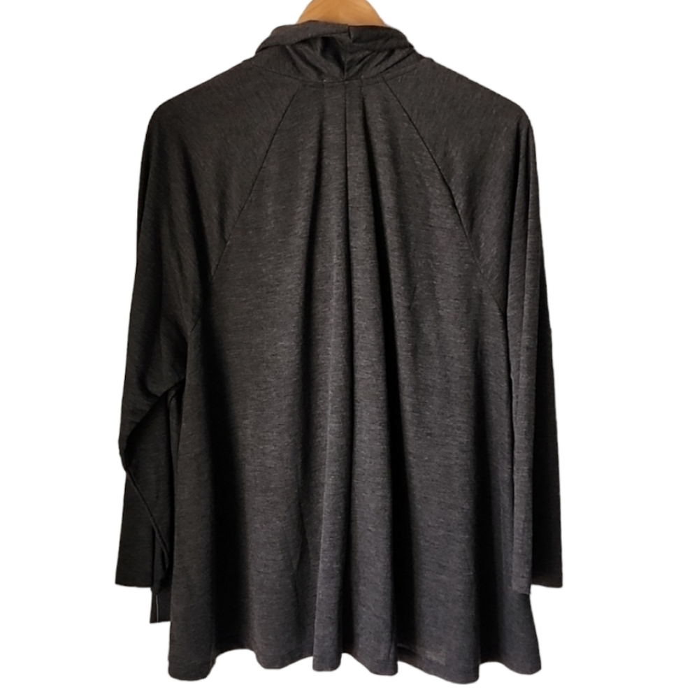 Gray Cowl Neck Tunic Top 3X Plus Size Cozy Knit Long Flowy Loungewear Charcoal - Picture 5 of 16
